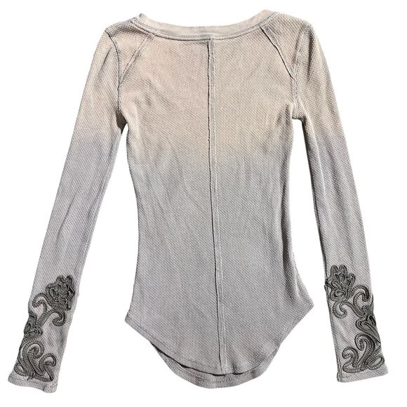 Free People Masquerade Cuff Long-Sleeve Thermal Top Ombré Sz S - Picture 8 of 12